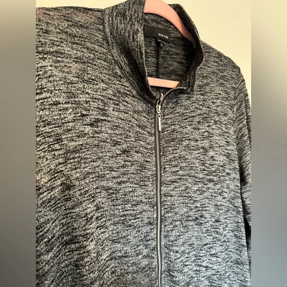 Sun Kim Taylor Tunic Jacket Full Zip Swing Heather Gray Size Large Pockets